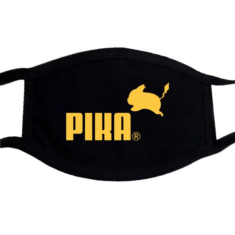 Модная аниме маска Picachu с принтом фильма черная Пылезащитная в стиле хип-хоп для