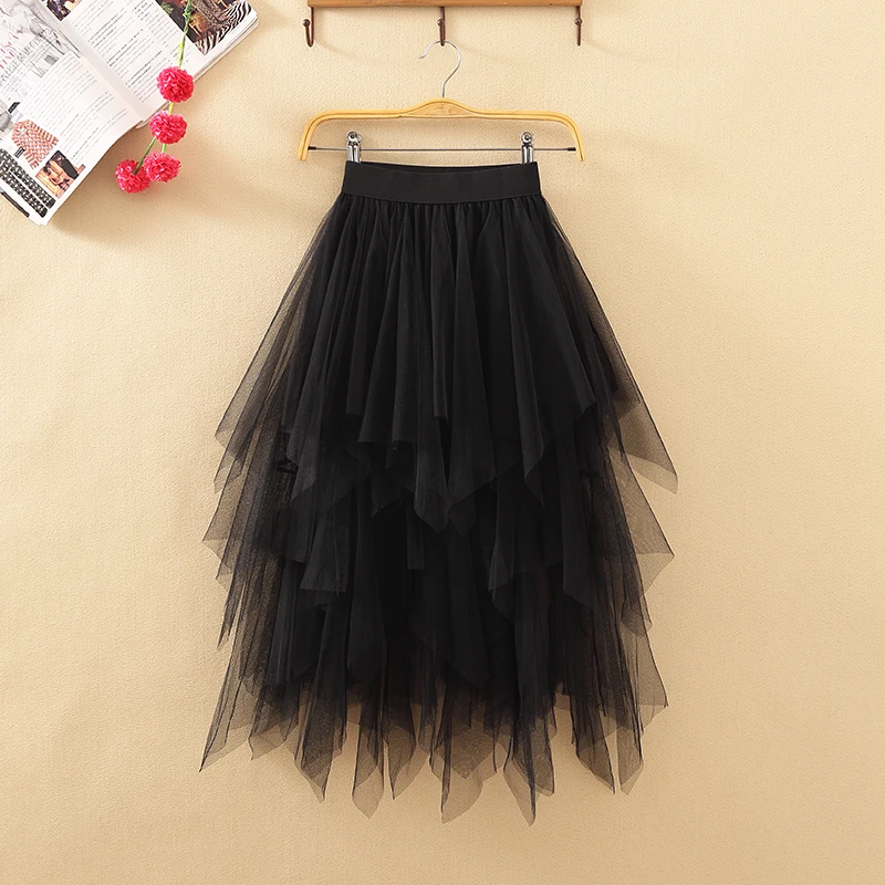 Весенне-летняя Тюлевая юбка новинка 2019 милая бальная средней длины из