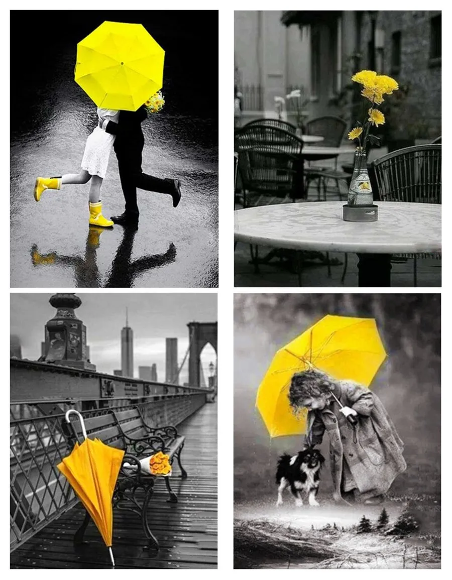 Алмазная живопись 5D сделай сам уличная желтая вышивка с зонтиком для мальчиков