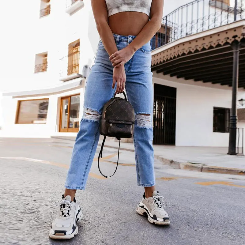 

Женские Соблазнительные джинсы на бедрах, рваные узкие эластичные джинсы с высокой талией, джинсовая одежда из спандекса для мам, джинсы, же...