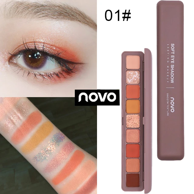 NOVO 9 цветов Galaxy Shimmer матовые тени для век дымчатый стойкий макияж пигментированные тени для век Блеск бриллиант Набор теней - Цвет: 01