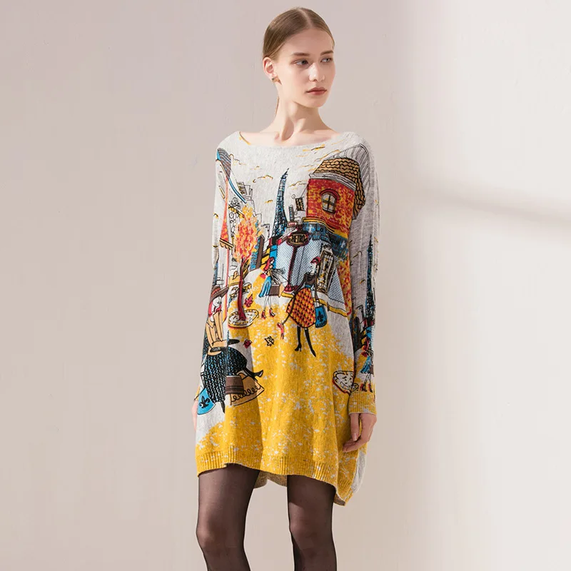 

Women's Clothing Dresses Christmas sexy pullover femme jurken casual sweater modern floral dress plus size loose 2019 autumn