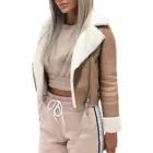 Куртка женская замшевая с лацканами и пряжкой, крутая мотоциклетная куртка из искусственной овечьей шерсти, уличная одежда, теплая зимняя одежда