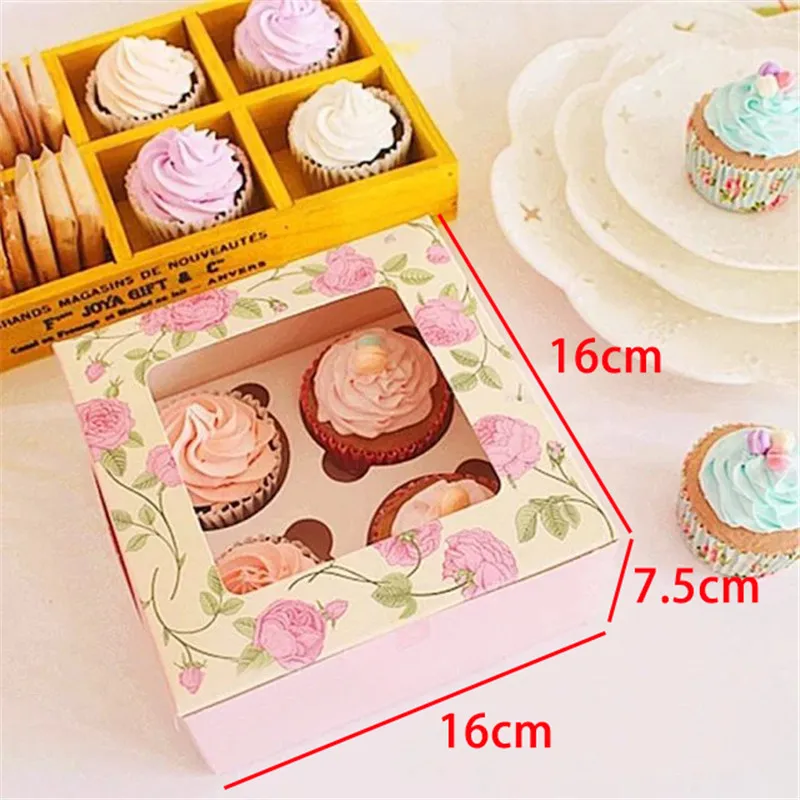 10 шт. упаковка кекса коробка с окном Цветочные кексы печенье мешок для конфет 4