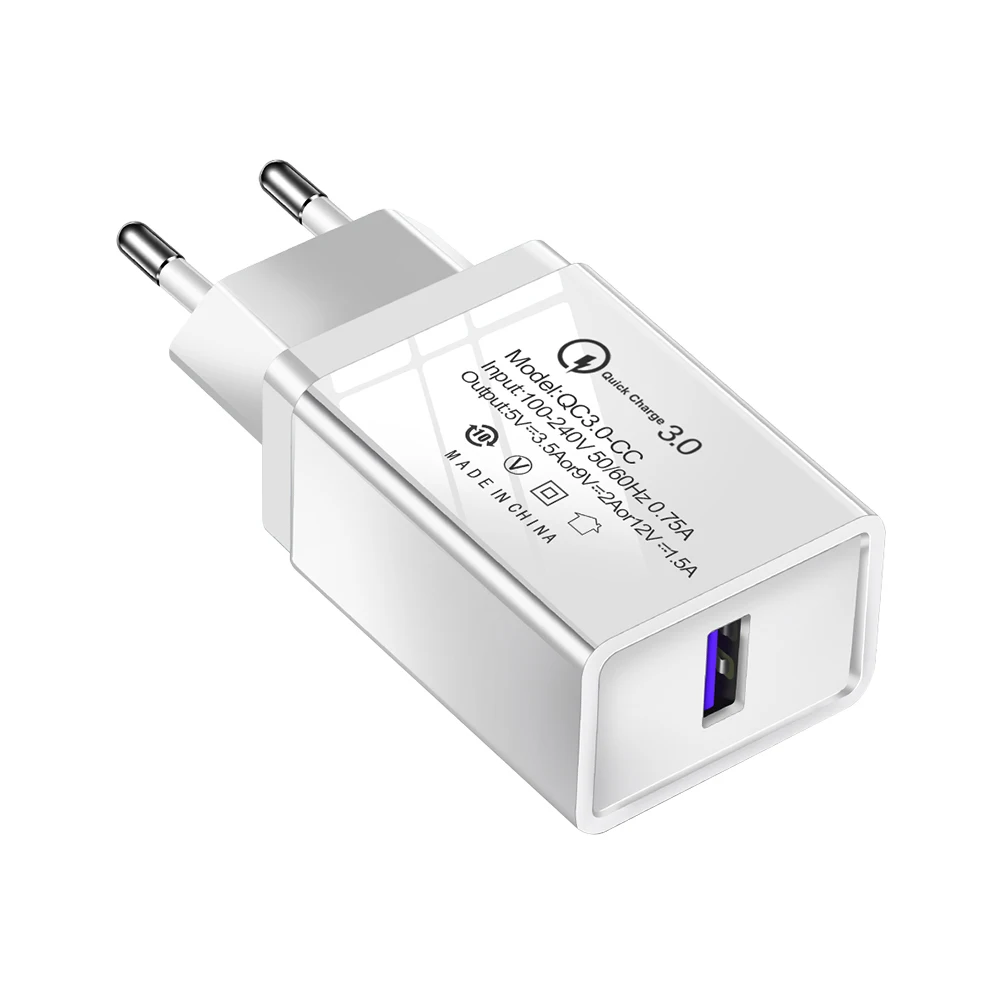 Быстрая зарядка 3,0 USB настенное зарядное устройство адаптер питания для путешествий QC 3,0 одно USB зарядное устройство для iPhone samsung Note 8 LG htc быстрая зарядка