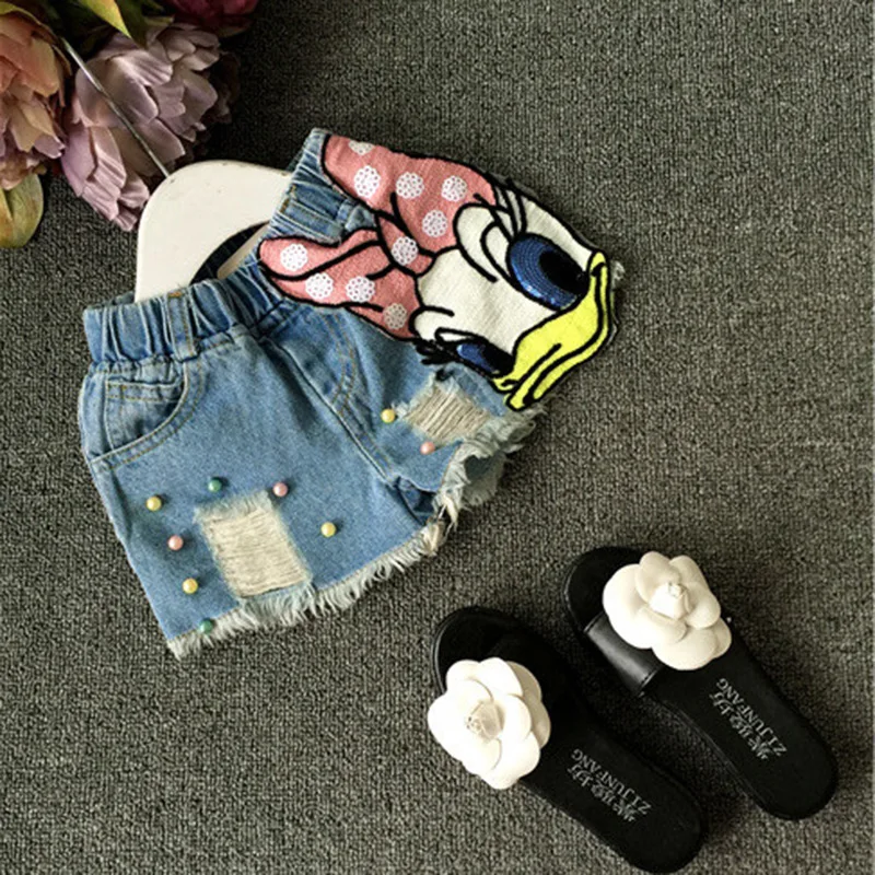Джинсовые шорты для маленьких девочек летние джинсы с рисунком утки детские