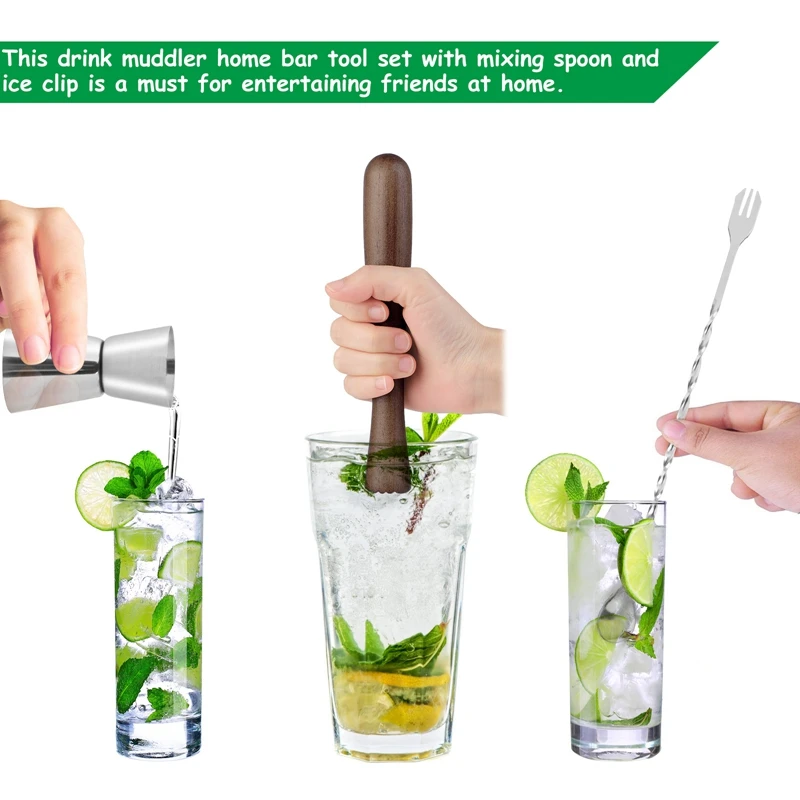 

4 Pcs Cocktail Tool Set Professional Ice Strainer Mixing Spoon Cocktail Jigger For Professional Bartenders And Family Bar Tools