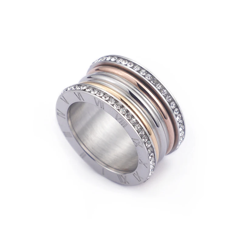 Dicotico Stainless Steel Cubic Zirconia Wedding Rings for Women, Roman Numerals, Multiple Colors, Anillos Mujer Jewelry, Bague Femme image 4
