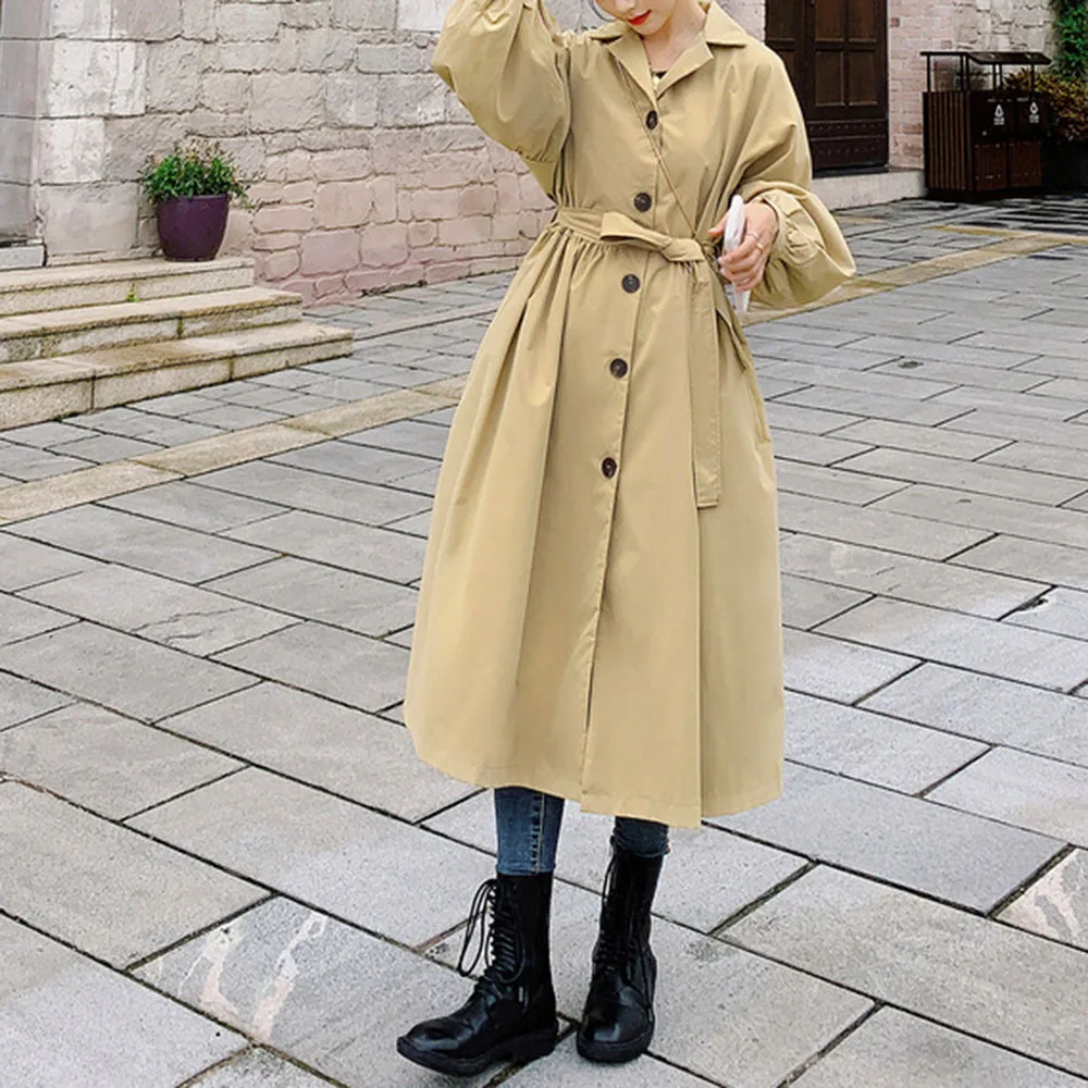 Женский тренчкот осенняя японская и Корейская Новая ветровка длинная Офисная