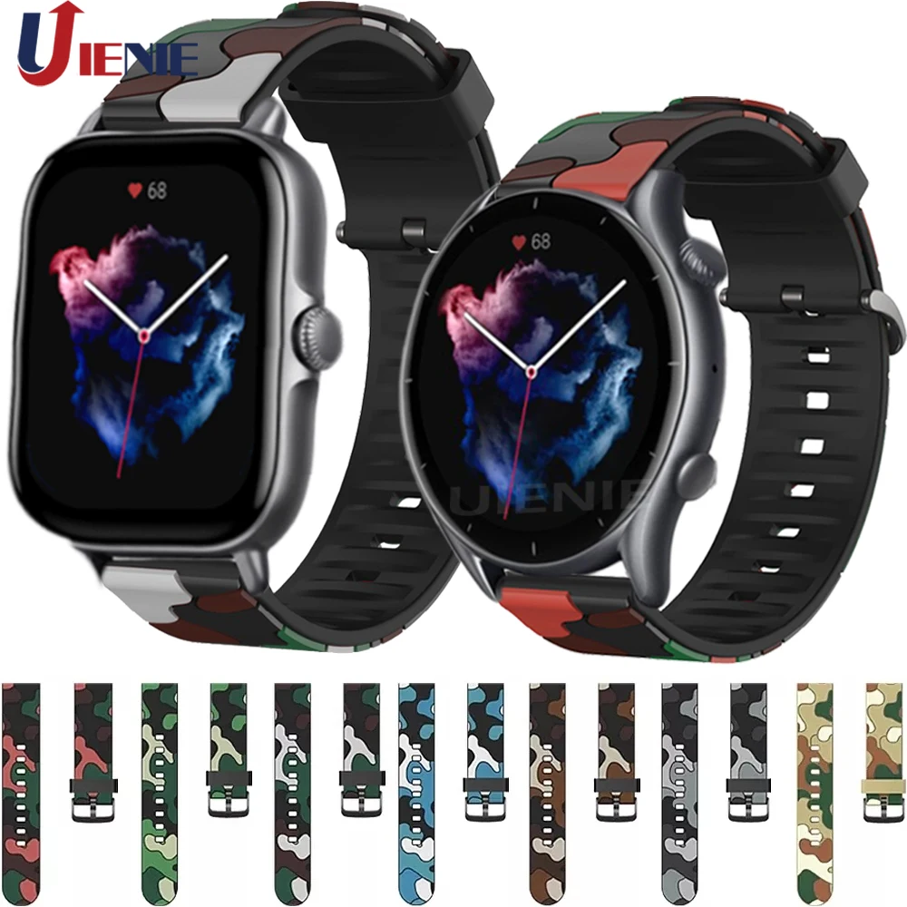 

Ремешок силиконовый для Huami Amazfit Bip Lite gts 3 2 Mini 2e/ Gtr 3 Pro 2 47 мм, спортивный браслет для наручных часов