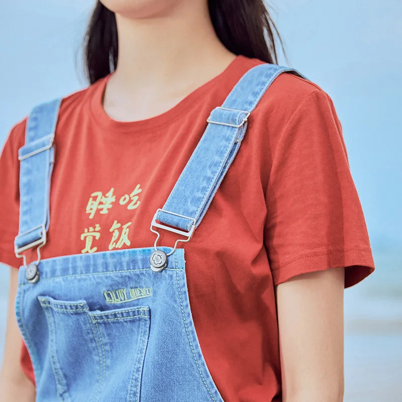 Модные свободные короткие брюки на подтяжках с вышивкой из чистого хлопка inman