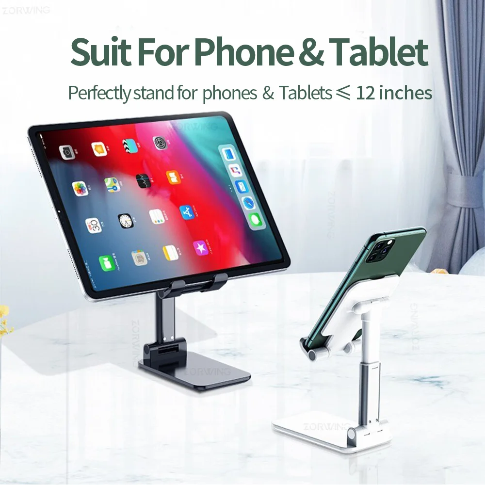 foldable dest phone holder mount stand for iphone x xs 11 12 xiaomi huawei samsung mobile phone tablet desktop adjustable metal free global shipping