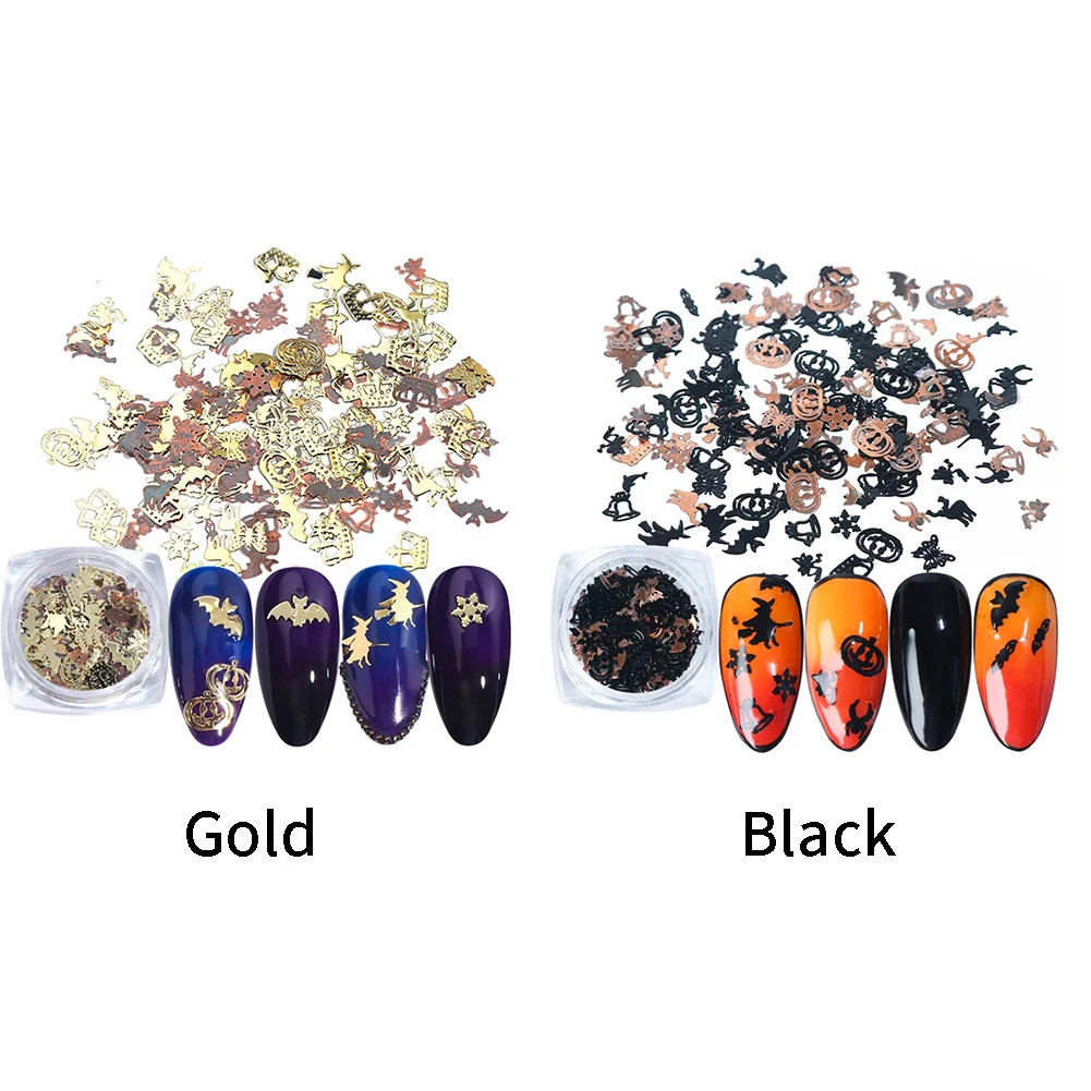 Микс Хэллоуин Сделай Сам черный золотой тыквенный узор УФ гель сплав Блестящий