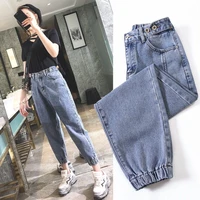 oversize high waist jeans elastic loose korean jeans women boyfriend pants women plus size oversized jeans woman trousers 2019