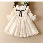 Детское кружевное платье с бантом для девочек, весна-осень-лето, 2021