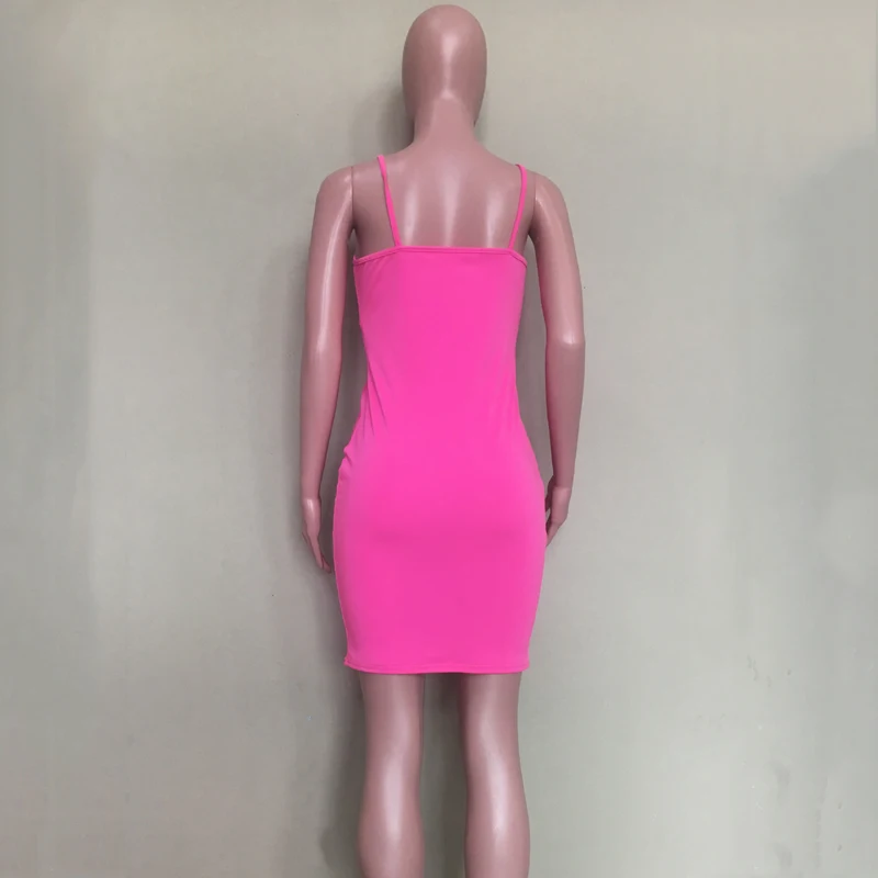 Женское двубортное платье на тонких бретельках с v-образным вырезом Сексуальные