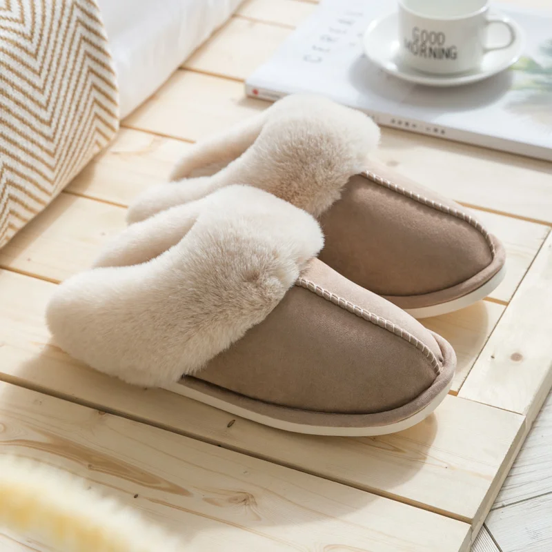 

Women Plush Warm Home Flat Slippers Lightweight Soft Comfortable Winter Slippers Women's Cotton Shoes Indoor Plush Slippers