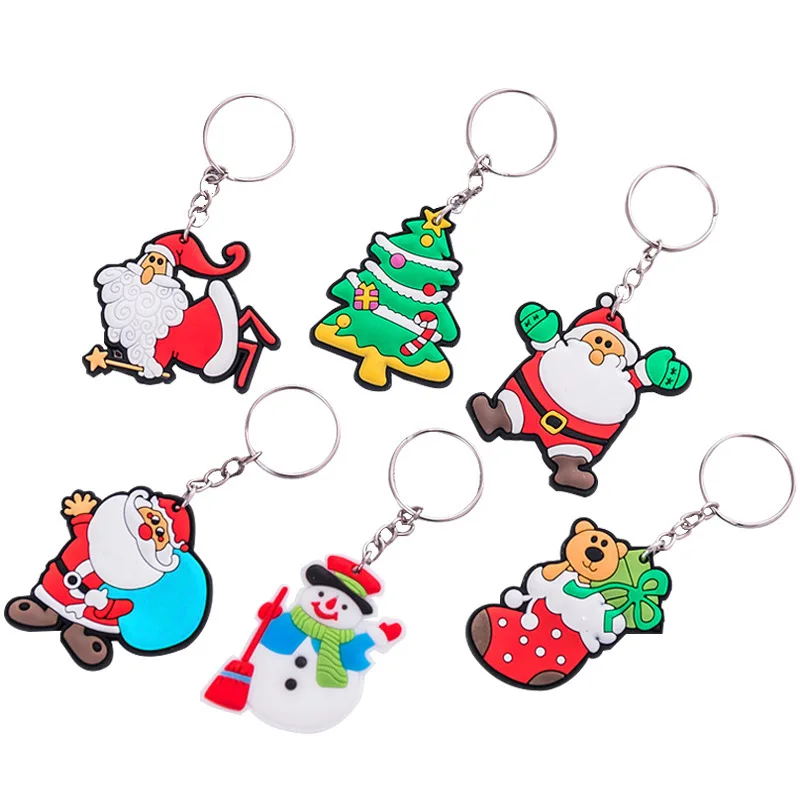 

50/100pcs Christmas Keychain Charms Cute Santa Claus Christmas Tree Elk Snowman Key Chain Pendant Decoration 2021 Gift Wholesale