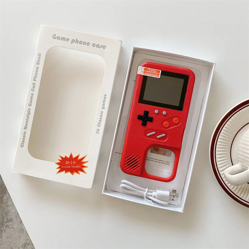 

Fashion Interesting Video Game Boy Phone Case For iPhone 13 Pro Max Mini Rechargeable Shell Color Screen Protective Back Cover