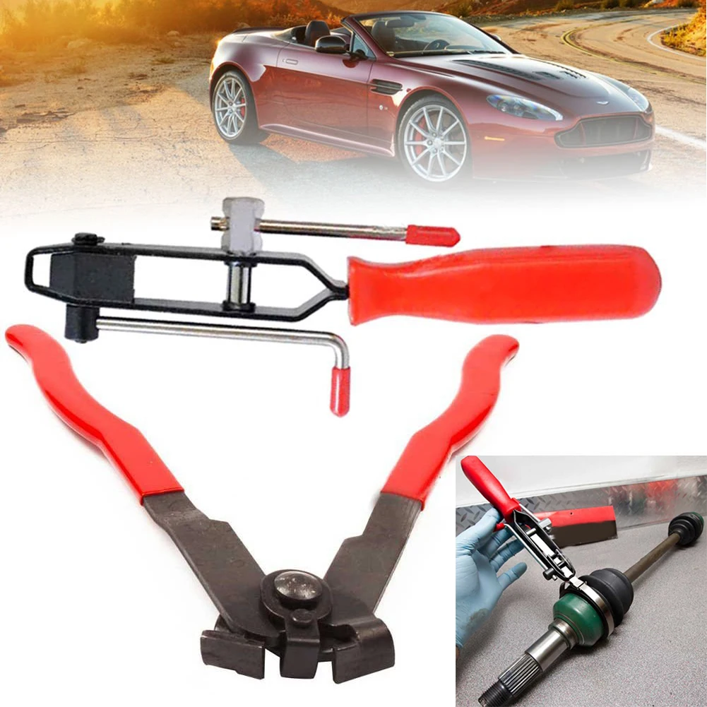 

2pcs Durable Joint Cooling System Multifunctional Disassembly Metal Hose Repair CV Boot Clamp Universal Car Banding Tool Set