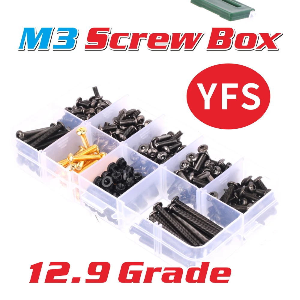 YFS 6-30mm M3 Screw Box Hexagon screws 12.9 Grade    RC buggy drift truck Crawler Scale Repair Upgrade Or RC Drone FPV Racing