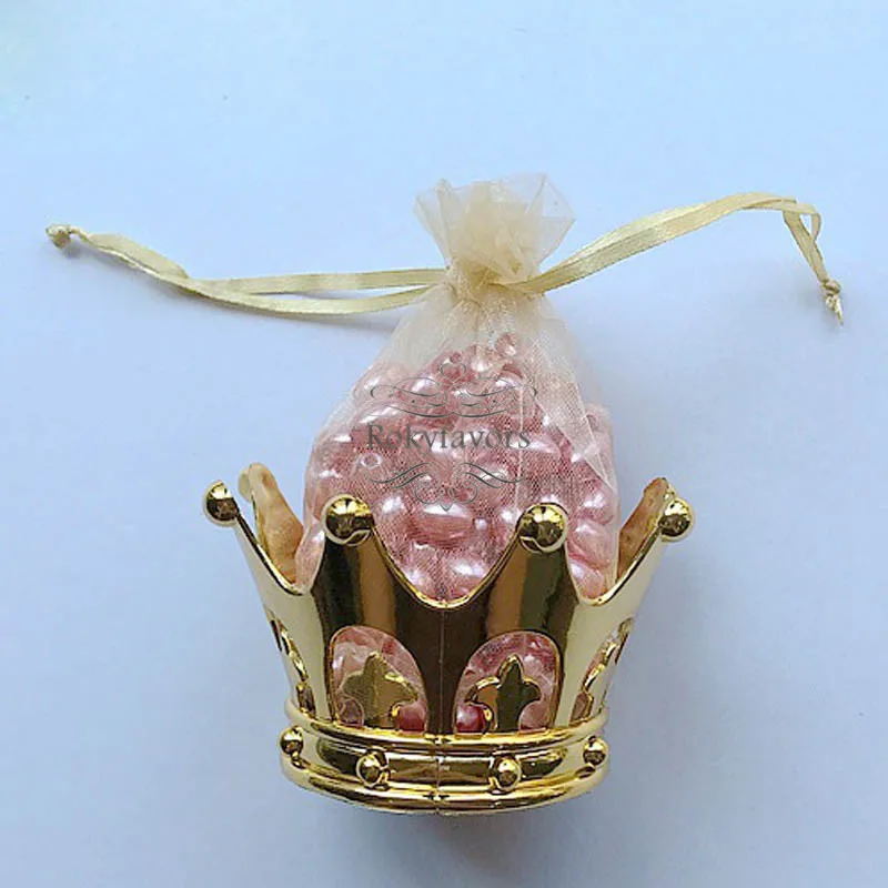 24 шт. контейнер с золотой короной и мешочком из органзы | Дом сад