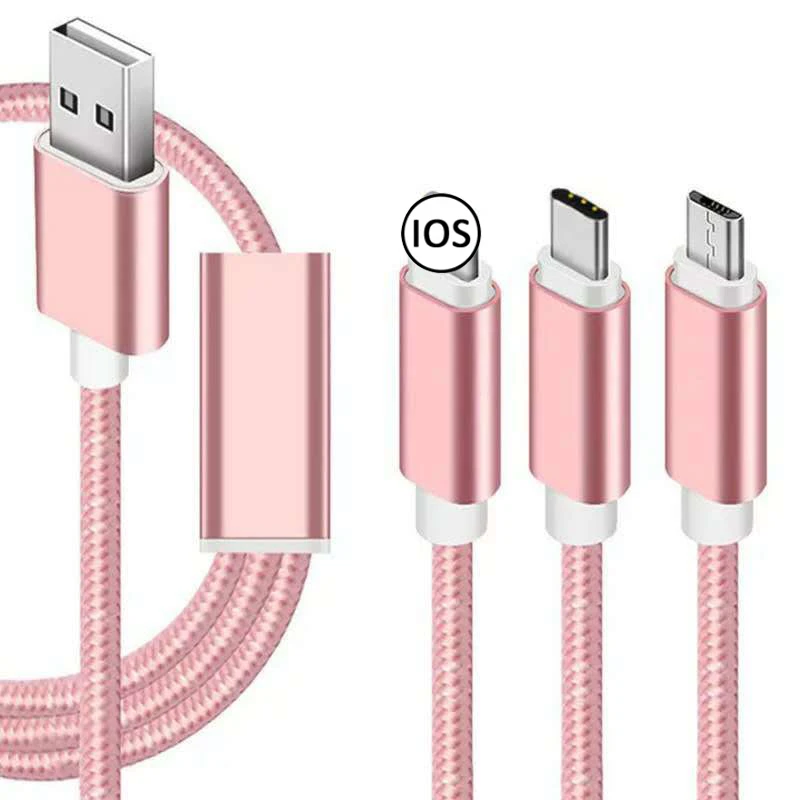 Линия передачи данных 3 в 1 зарядный кабель для Samsung IPhone Xiaomi Type-c мобильный телефон