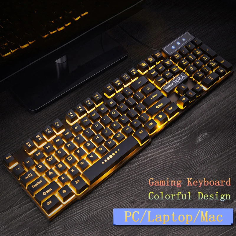 

OUTMIX Colorful Gaming Mechanical Feel Keyboard USB Wired Ergonomic RGB Backlight Office Business Keyboard Laptop Desktop PC