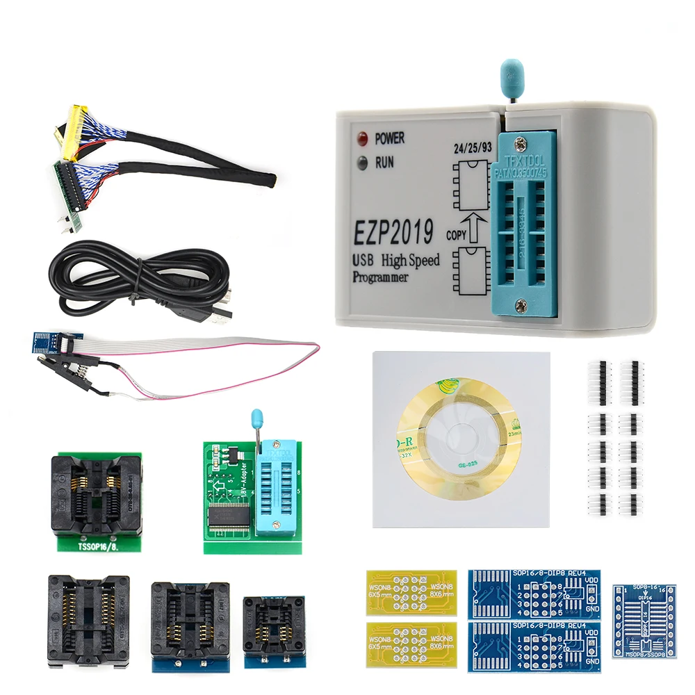 EZP высокоскоростной USB программатор EZP2019 с 12 разъемами Поддержка 24 25 26 93 EEPROM 25 флэш-чип биос поддержка WIN7 и WIN8