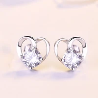 s925 sterling silver heart shaped earrings for women new personality zircon stud earrings jewelry