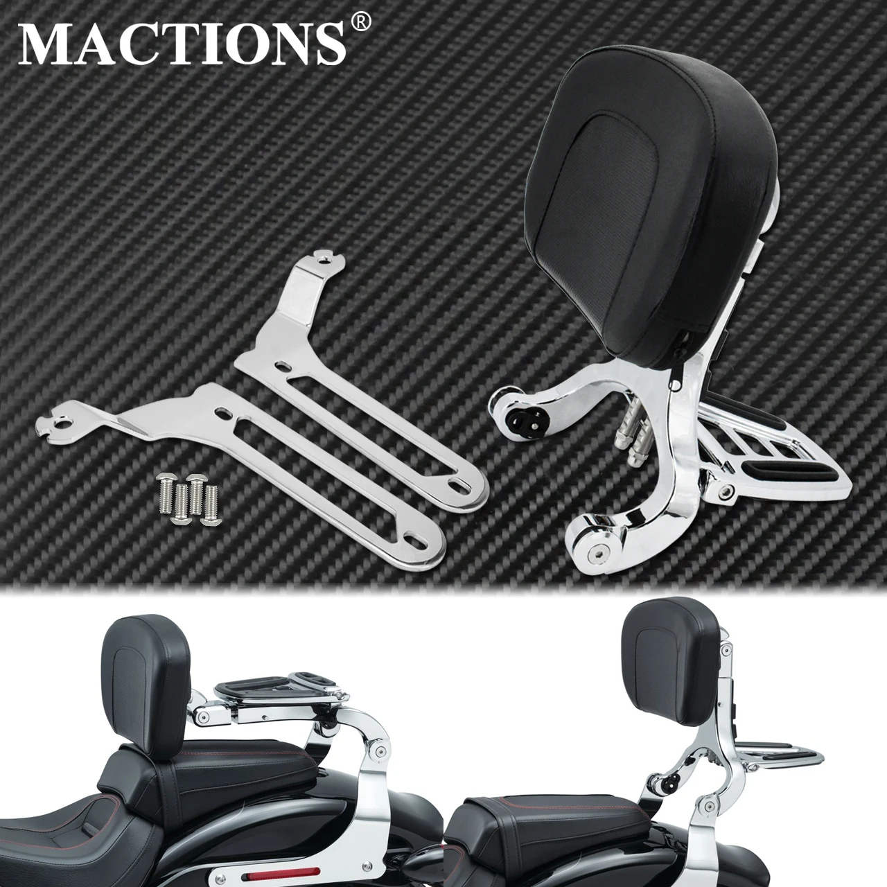 Универсальная регулируемая спинка для мотоцикла водителя и пассажира Harley Dyna Fat Bob