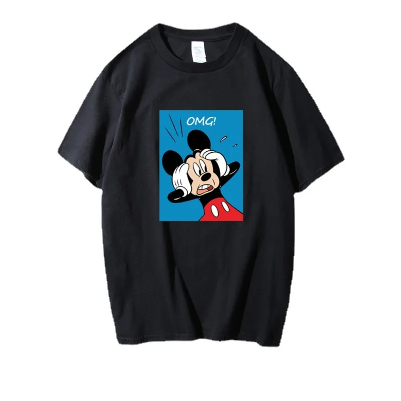 

Disney 2021 Mickey Mouse T-shirt short sleeve round neck Harajuku casual loose couple long T-shirt miraculous ladybug