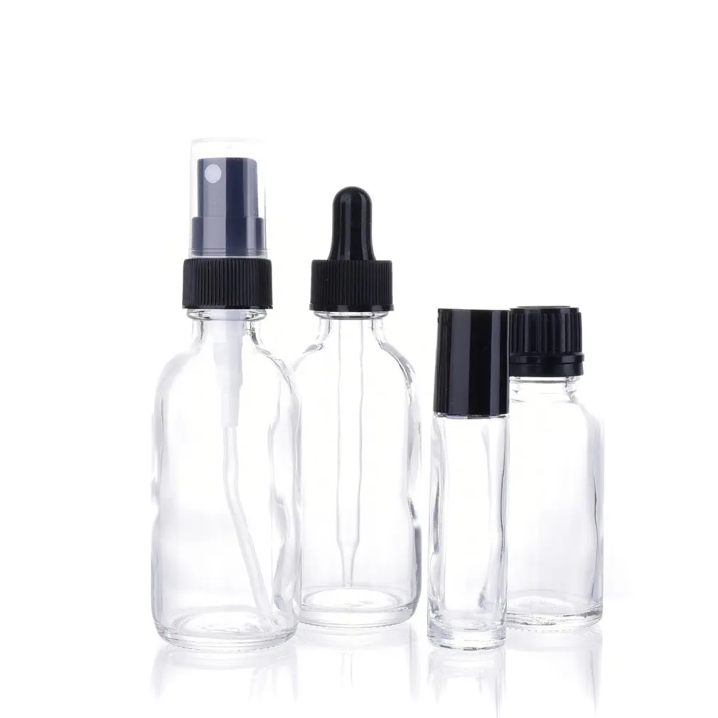 

4pcs Travel Glass Empty Cosmetic Bottle Set Portable Refillable Makeup Bottle