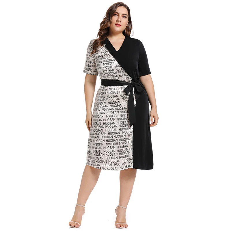 Женское Ассиметричное платье-миди большого размера плюс асимметричное