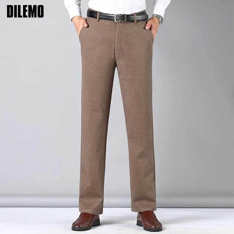 

Brushed New Brand Casual Fashion Classic Relax Fit Long Mens Pants Fashions Business Winter Trousers Top Quality Men Clothing