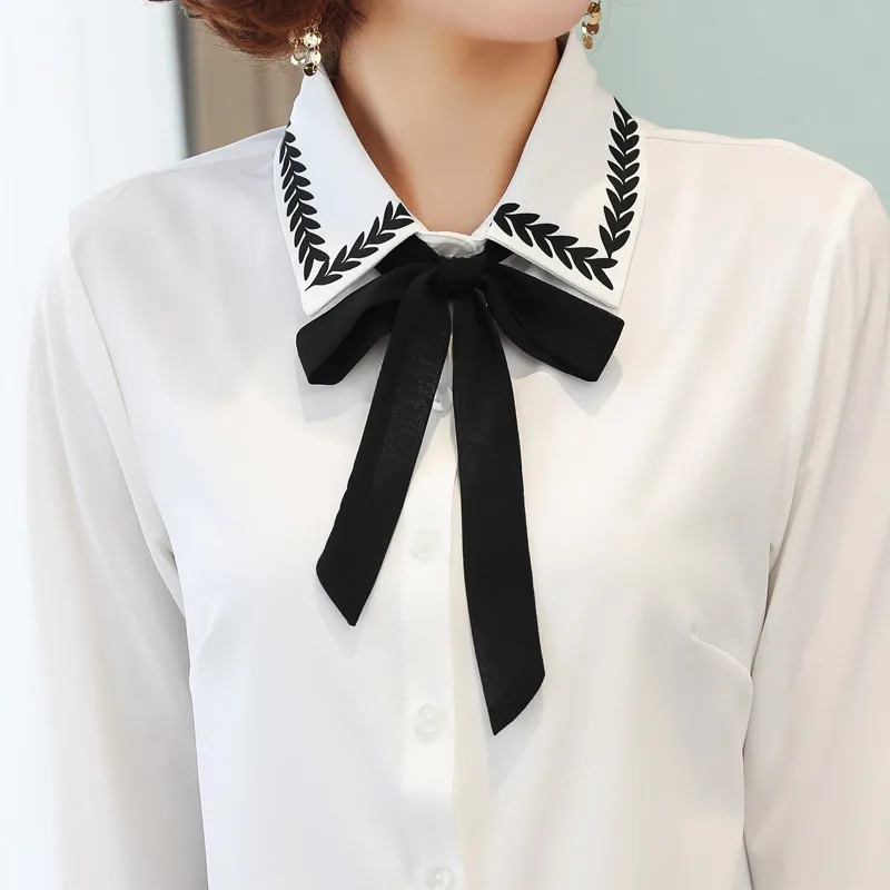 

LISYRHJH Fashion womens tops and blouses plus size chiffon blouse shirt bow collar office blouse long sleeve women shirts blusas