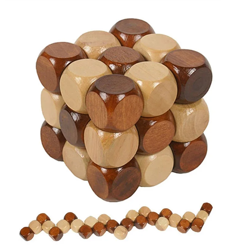 Snake Puzzle Figet Toy For Adults Kids Wooden Speed Cubes Brain Teasers Twisty Puzzles IQ Games Children