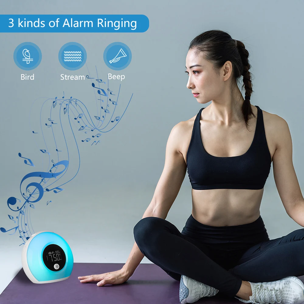 Будильник музыкальный светильник для пробуждения с Bluetooth колонками регулируемой