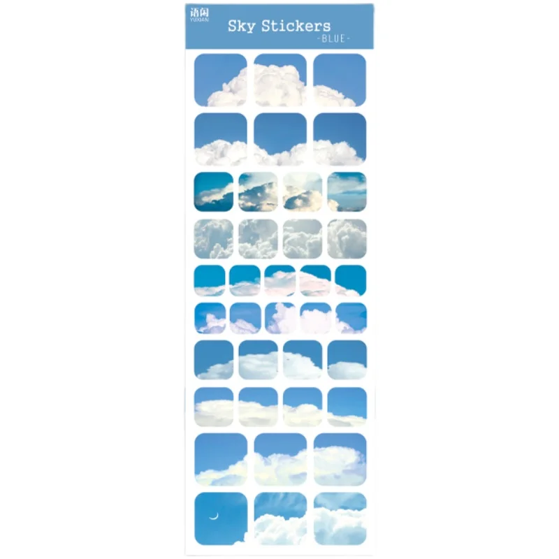 

JIANWU 6Pcs The Wind On The Clouds Series Stickers kawaii Girl Clocking Scenery Wave Dot Journal Illustration Material Stationer