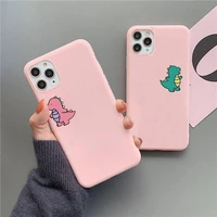 cute animal couple dinosaur phone case for iphone 13 12 11 pro max mini xs 8 7 6 6s plus x se 2020 xr matte candy pink cover