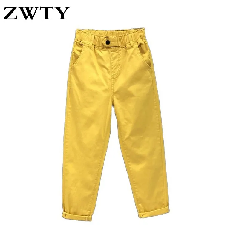 

ZWTY White Casual Pants Women's 2021 Spring Autumn New Trend Letter Patch Loose Baggy Pants Nine Denim Harem Pants Streetwear