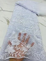 white african sequin lace fabric 2022 high quality nigerian net mesh beads lace fabrics embroidery french lace fabric ni5728