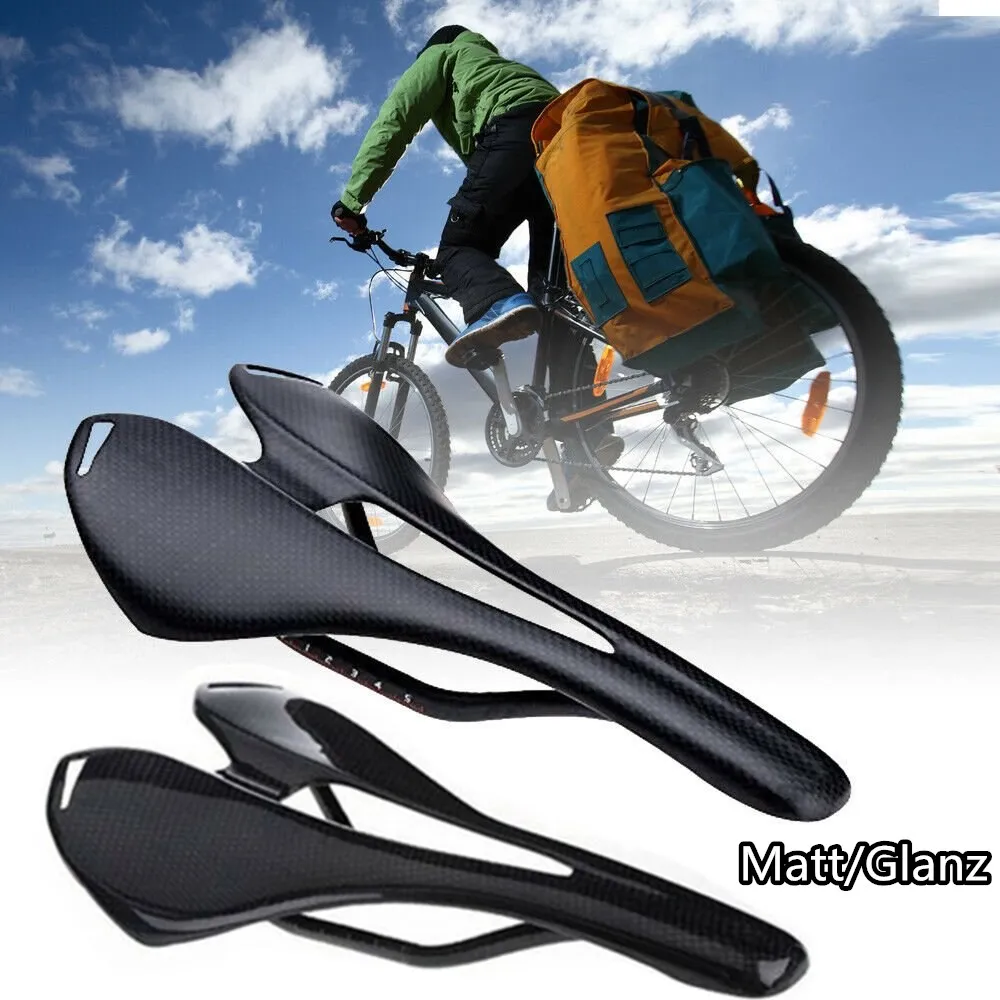 

Ultralight 3K Carbon Saddle MTB Road Mountain Bike Bicycle Saddle Carbon Seat Matte Glossy Bicycle Hollow Seat Saddle Black