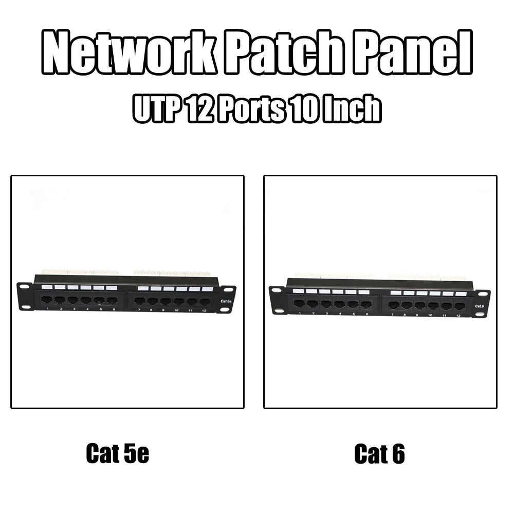 12 порты UTP Cat 5e/Cat 6 Неэкранированный сетевой патч Панель 1U Высота 10 дюймов стойку