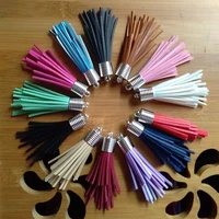 fuyier new asymmetric leather tassel silver top diy jewelry accessories for key chains earrings charming pendant 7 8cm 12pcslot