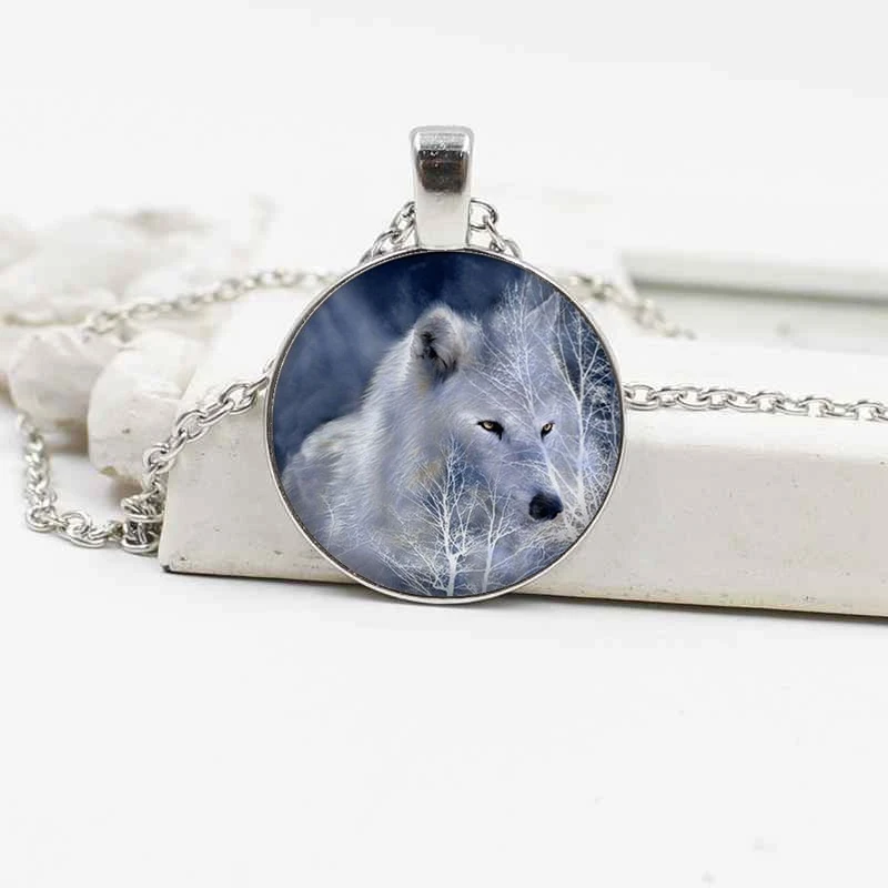 Новый Волк Тотем Кристалл Стекло Мода посеребренный кулон ожерелье аксессуары |