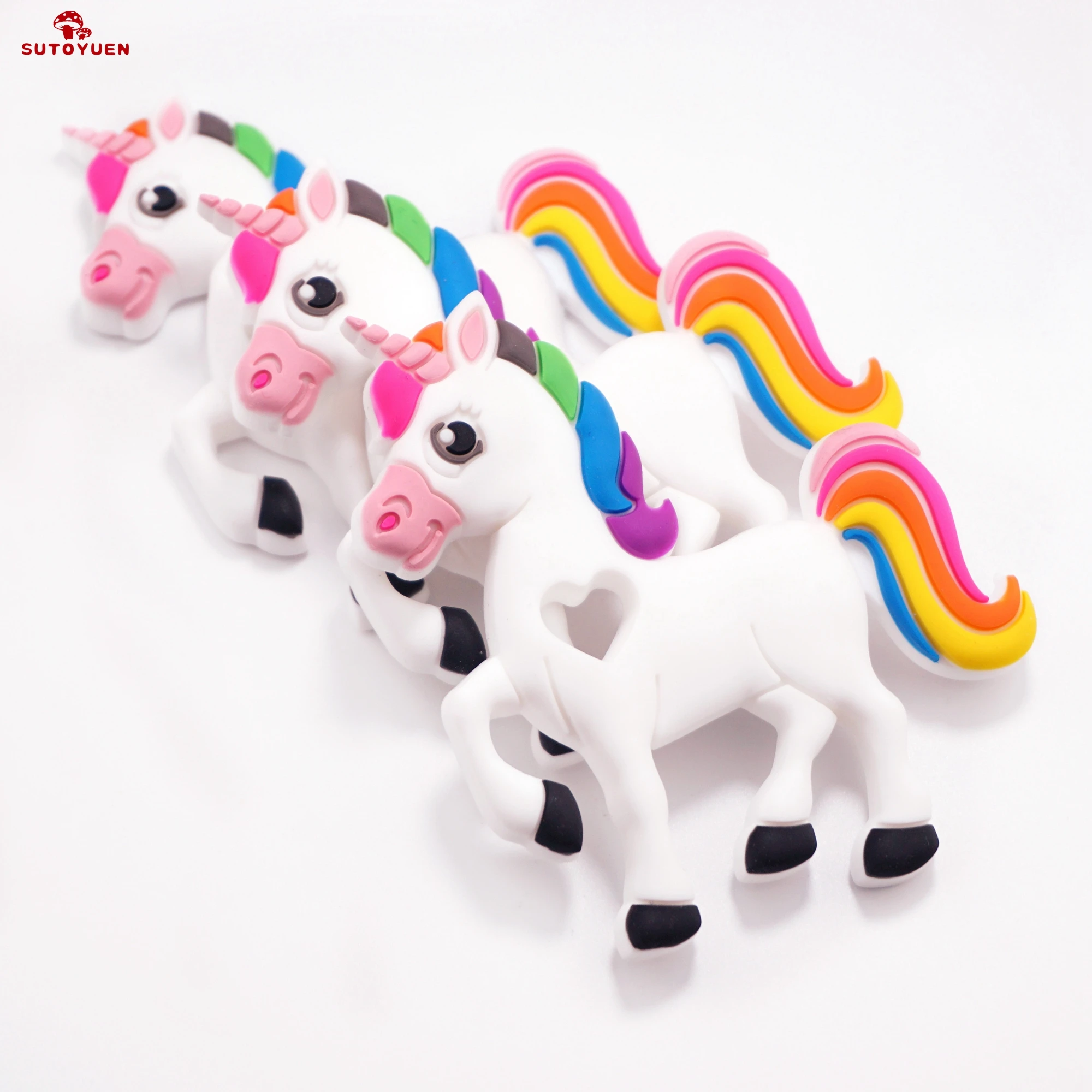 20PCS BPA Free Silicone Beads Unicorn Teether DIY Teething Pendant Necklace Sensory Toy Accessories Food Grade Baby Teethers | Мать и