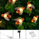 Гирлянда на солнечной батарее, в форме медовой пчелы, с USB-разъемом, для улицы, дома, сада, забора, летнее украшение