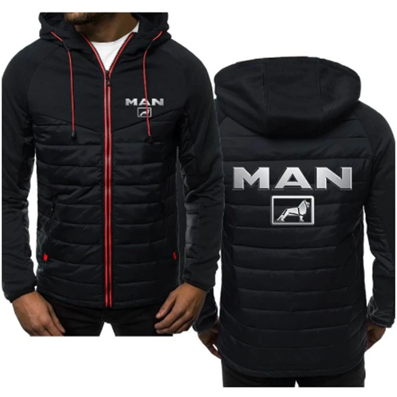 

New MAN Logo Spring Autumn Mens Hoodies Classic Fashion Male Casual Long Sleeve Solid Color Padded Zipper Jacket