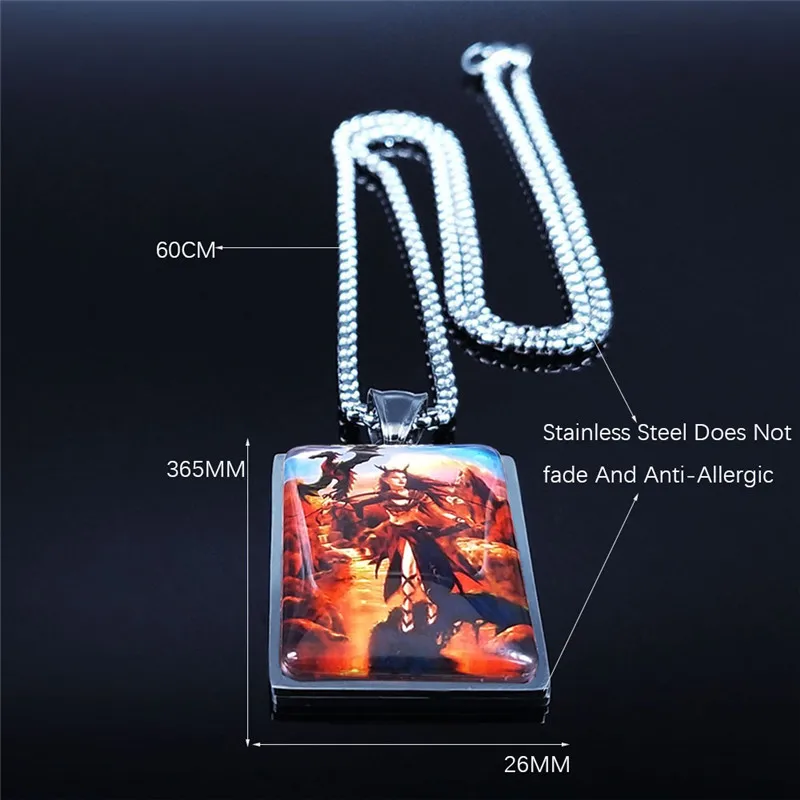 

2021 Dragon Girl and Dragon Glass Stainless Steel Necklaces for Men/Women Silver Color Geometry Jewelry collier homme N5191S03